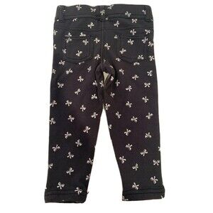 Carters Leggings Girls 12 M Black White Bow Jeggings with Pockets Full Length